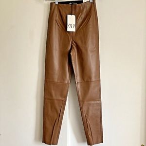 Zara high rise faux leather leggings (Size M)